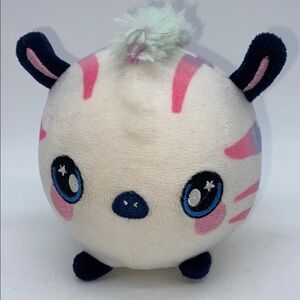 Squeezamals Zebra Cute Plush Toy Ball with Pink and Blue Accents 3.5”